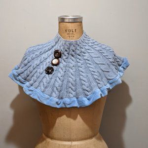 Handmade Capelet Blue with Vintage Buttons